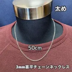 【50cm シルバー チェーンネックレス（3mm幅）】メンズ レディース