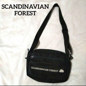 SCANDINAVIAN FOREST スカンジナビアンフォレスト　ショルダーバッグ ナイロン ブラック ハリネズミ 黒 サコッシュ ロゴプリント 