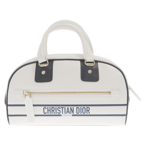 Christian Dior クリスチャンディオール DIORVIBE ディオール ヴァイブ ロゴレザーボストン バッグ M6209OOBR ホワイト ※ギャラ付属