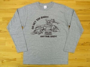 AIM-54 フェニックス 杢グレー 5.6oz 長袖Tシャツ 黒 L ミリタリー F-14 トムキャット ミサイル