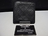 シャネル CHANEL 二つ折り 財布 レディース メンズ オールド ビコローレ ブラック