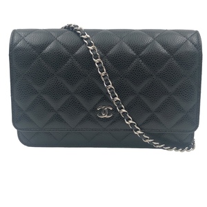 シャネル CHANEL マトラッセ チェーンウォレット AP0250 ブラック キャビアスキン ショルダーバッグ レディース 中古