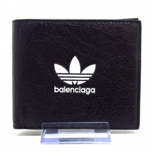 バレンシアガ BALENCIAGA 札入れ 721899 - レザー 黒×白 アディダス 美品 財布
