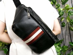 ●超美品●BALLY バリー●トレインスポッティング●カーフ レザー 本革●ウエスト ボディ バッグ●黒 赤 白●SV金具●斜め掛け●Js47367