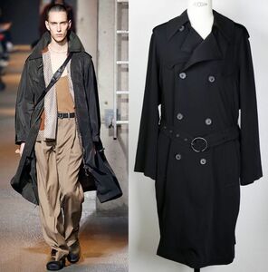 16AW LANVIN ランバン オーバーサイズ ウールギャバジン トレンチコート 黒 46 oversize coat メンズ イタリア製 コレクションライン b7281