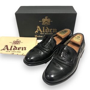 ▼【Alden】オールデン 32160 コードバン メダリオン キルト ローファー ブラック サイズ8 1/2D USA製 シューズ 革靴 紳士 RA7481