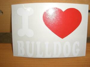 ST-35【即決】ステッカー I LOVE BULLDOG　可愛い!