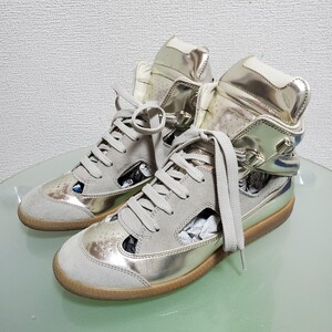 Maison Margiela メゾンマルジェラ スニーカー 37 約23.5㎝ メタリック グレー 正規品 激カワ 高級 ハイカット