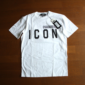 新品未使用品 定価29000円 イタリア製 ディースクエアード DSQUARED2 ICON プリントtシャツ Sサイズ ホワイト 24-0616fu05