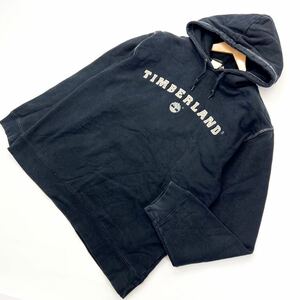 Timberland ☆ 古着らしいフェード感◎ ネイビー ロゴ スウェット パーカー L アメカジ ストリート ヒップホップ ティンバーランド■S1156