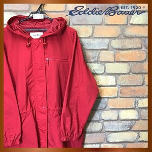 ME7-112★USA買付品★【Eddie Bauer エディーバウアー】ナイロン マウンテンパーカー【レディース M】赤 アウトドア ドローコード