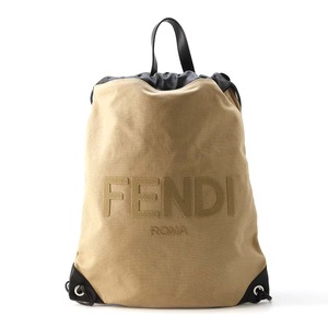 フェンディ リュックサック キャンバス/レザー 7VZ057 FENDI バックパック ナップサック 黒 【安心保証】