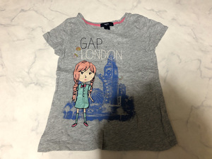 GAP ギャップ レディース キッズ Tシャツ 半袖 グレー系カラー トップス シンプルデザイン 着心地良い 120【アウトレット】Q8