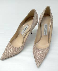 ★ JIMMY CHOO ジミーチュウ ラメパンプス パンプス ハイヒール サイズ38.5 24.0 ピンク×ベージュ×ゴールド 通年