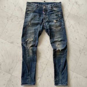 美品★ DSQUARED2 ディースクエアード Tidy biker jean ストレッチ タイディバイカージーンズ ダメージ加工 デニム パンツ size44 立体裁断