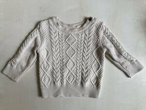 babyGap ARAN CREW SWEATER S/801998-00 80 USED ベビー ギャップ ケーブル ニット セーター Cable Knit