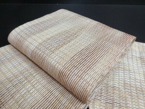 1円 良品 正絹 開き名古屋帯 和装 和服 紗 羅 夏物 よろけ縞 デザイン縞 高級 八寸帯 長さ365cm ◆逸品◆【夢職】★★★★