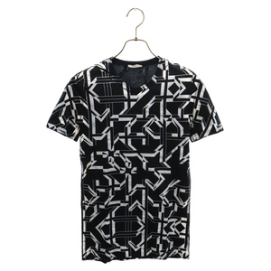 Dior HOMME ディオールオム 07AW エディ期 総柄 ペンキ加工半袖カットソー 半袖Tシャツ ブラック/ホワイト