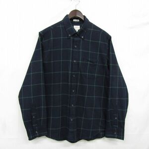 サイズ M J.CREW ボタン ダウン シャツ コットン 長袖 チェック柄 ネイビー ジェイクルー 古着 ビンテージ 4A1505