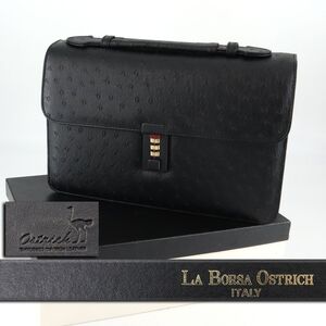 e4302【未使用】LA BORSA OSTRICHI　ラ ボルサ オーストリッチ　セカンドバッグ　バッグ