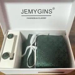 ✨ JEMYGINS メンズ イージーケア 洗えるネクタイ　グリーン4点セット