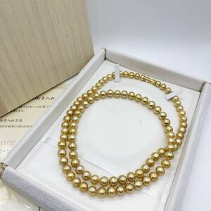 【テリ抜群】タサキ TASAKI 南洋真珠 ゴールデン ロング パール ネックレス 8.5mm〜10.5mm 88cm K18 D0.01ct 113.4g 本真珠 pearl necklace