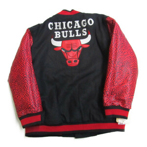 BD38)JH Design Chicago Bullsリバーシブルジャケット/黒赤/NBA/BUL252REL6/6/シカゴ ブルズ/キッズ/子供/6歳/USサイズ