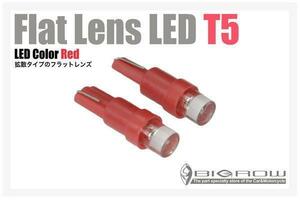 LED T5（レッド）ヴィッツ 赤T5ウエッジ球 超拡散 Flatレンズ（送料無料）