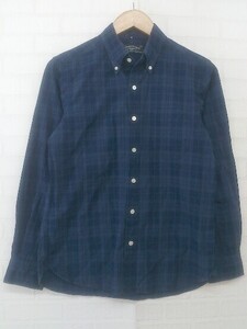 ◇ ◎ green label relaxing UNITED ARROWS チェック ボタンダウン BD 長袖 シャツ サイズ S ネイビー メンズ P