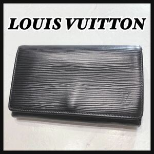 ☆LOUISVUITTON☆ ルイヴィトン ヴィトン エピ 折り財布 ウォレット 二つ折り ブラック 黒 レザー 本革 シンプル レディース 送料無料