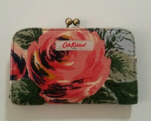 新品 未使用 キャスキッドソン CathKidston ベルベット オックスフォードローズ バラ がま口財布 折り財布 薔薇 ネイビー 送料無料　