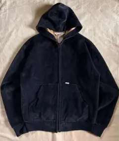 【珍品】80s Carhartt USA製 ベロアフルジップパーカー ネイビー