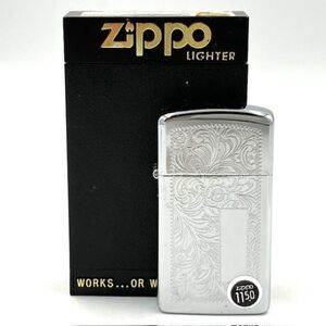 仙3＆12 Zippo Venetian Slim 1652 オイルライター シルバーカラー ケース付き ジッポ ベネチアン スリム 喫煙グッズ 喫煙具