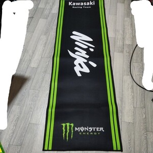 送料込み　小　60cm x 200cm ピットマット　バイクマット メンテナンスマット　ninja monster energy モンスターエナジー　緑