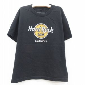 古着 半袖 Tシャツ キッズ ボーイズ 子供服 ハードロックカフェ ボルチモア コットン クルーネック 黒 ブラック 23jul03