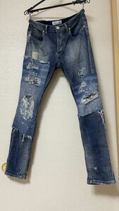 PREMIUM MOOD DENIM SUPERIOR P.M.D.S デニム 29 PMDS 加工 ユーズド リペア ウォッシュ ダメージ ジーンズ