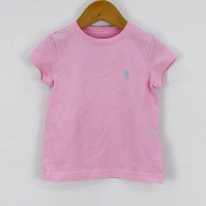 ポロ・ラルフローレン 半袖Tシャツ ポロマーク ラウンドネック トップス ストレッチ キッズ 女の子用 3サイズ ピンク POLO RALPH LAUREN