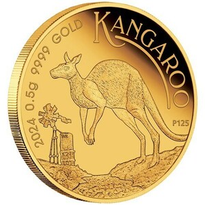 【フジミント】2024年オーストラリア カンガルー2ドル純金貨0.5g 造幣局密封パック入 威厳ある新国王肖像 お財布にしまえる未使用記念金貨 