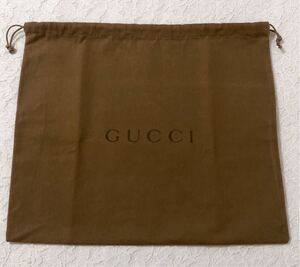 グッチ「GUCCI」バッグ保存袋 旧型（4062) 正規品 付属品 内袋 布袋 巾着袋 ダークブラウン 布製 厚地 42×37cm 