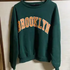 BROOKLYN プリント ダークグリーン スウェット