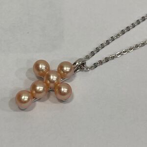 TA★1円～ 中古品 TASAKI 田崎 真珠 パール ネックレス SILVER シルバー 925 トップ クロス 十字架 ケース付き