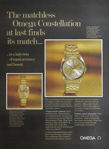 稀少・時計広告！1969年オメガ 時計広告/Omega Constellation Chronometer Watch/H