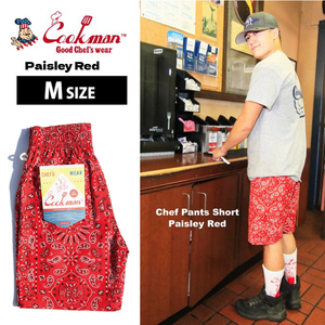 COOKMAN クックマン シェフパンツショーツ Chef Pants Short Paisley Red レッド 赤 Mサイズ 短パン ゆうパケット1点まで送料無料