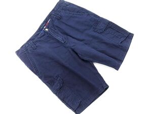 TOMMY HILFIGER トミーヒルフィガー リネン混 カーゴ ハーフ パンツ size36/紺 ■◆ ☆ egc4 メンズ