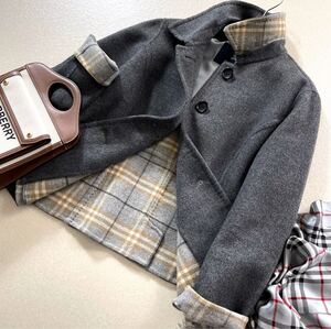 大きいサイズ 超美品 バーバリー BURBERRY バーバリーロンドン ウールコート ダブルフェイス カシミヤ混 旅行 行楽 通勤 46 15号