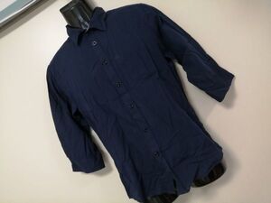 kkaa1374 ■ MK MICHEL KLEIN homme ■ ミッシェルクランオム シャツ トップス 七分袖 コットン 紺 ネイビー 46 M