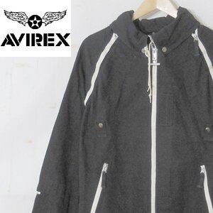 アヴィレックスAVIREX VARSITY■2way コットンジャケット 長袖/ベスト ジップアップパーカー 6182011■2XL■ブラック ※NK4d02002