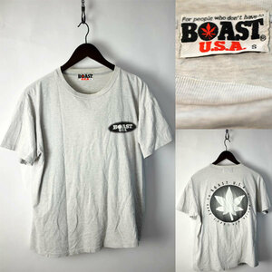 ★【国内正規品 USED】希少 BOAST USA ボースト コットン100％ ヘンプ柄 クルーネックTシャツ（半袖）Sサイズ グレー