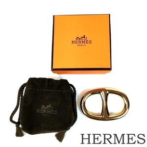 極美品 HERMES エルメス スカーフリング シェーヌダンクル パーマブラス ゴールド フランス製 ロゴ刻印あり 箱 保存袋 レディース 