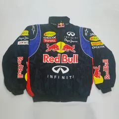 レッドブルRED BULLインフィニティ INFINITI F1ネイビーブルー レーシングジャケット ブルゾン 刺繍　中綿　ネービー 男女兼用 M-2XL